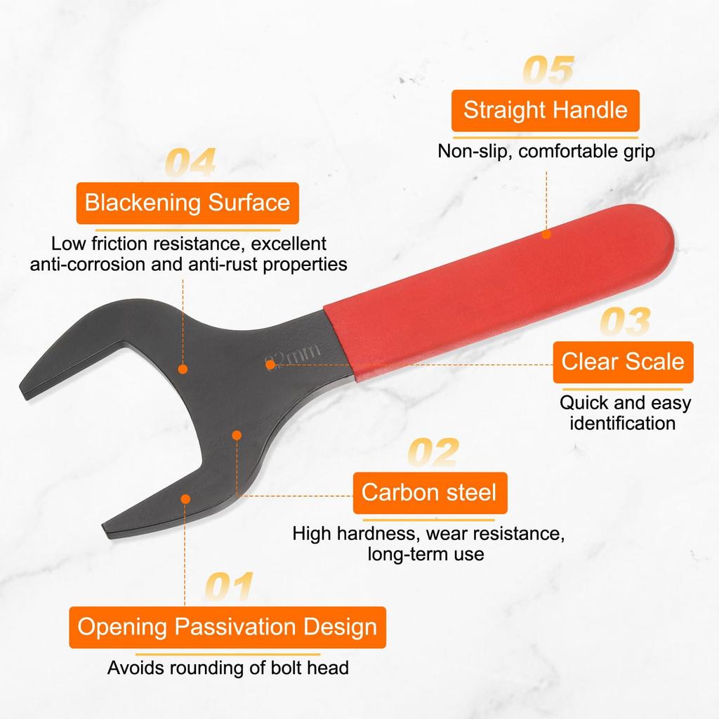 uxcell 82mm Metric 15 Degree Offset Angle Open End Small Flat Head Blackened Wrench for Auto Repair and Furniture Assembly U-Shaped Wrench,