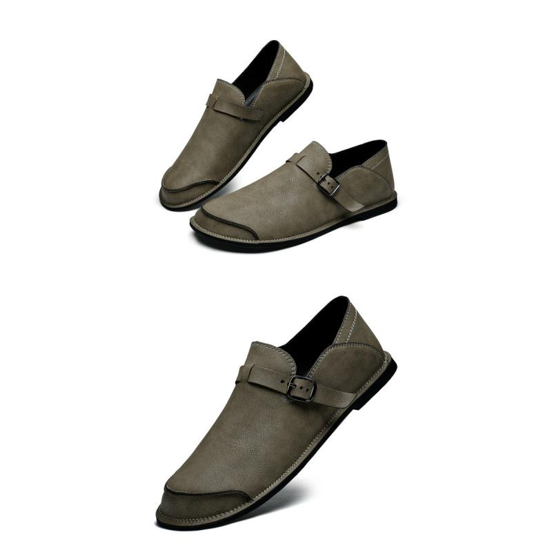 Summer Men'S Comfortable Casual Shoes Solid Color Retro Handmade Leather Le Fu Shoes Suitable For Business And Leisure Wear