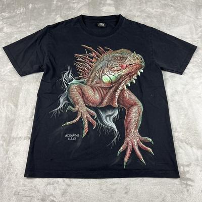 Camiseta Unisex Vintage Años 90 St Thomas Iguana Naturaleza Lagarto AOP