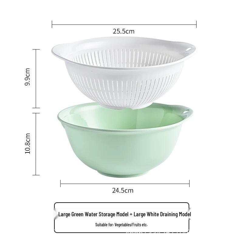 ASVEL Antibacterial Double-Layer Draining Basket and Sieve for Fruits and Vegetables