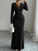 Elegant Plus Size Pearl-Decorated Waist-Cinching Evening Dress for Women