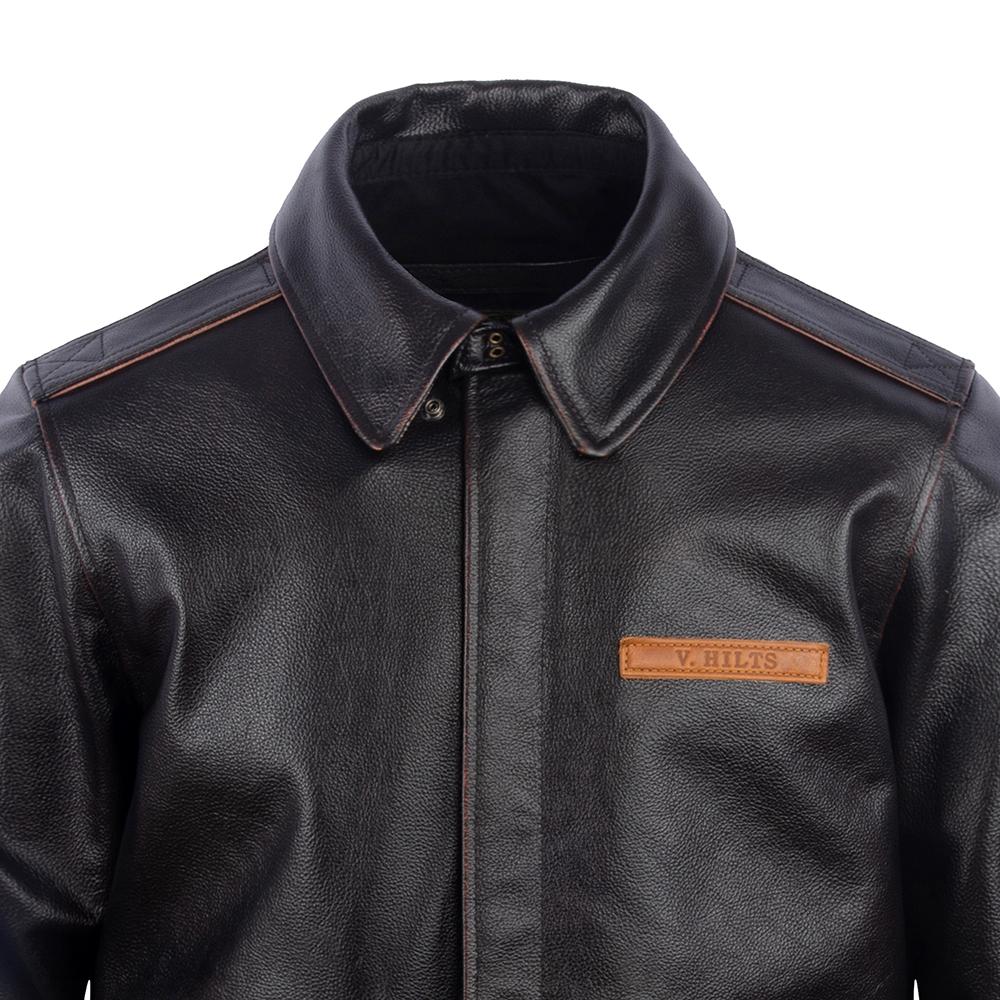 Flight Suit A2 Thick Genuine Cow Men Leather Jacket Vintage Oil Waxed Brown Aviator Bomber Jackets Male Winter Coat