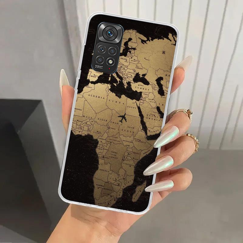 World Map Travel Plans Phone Case for Xiaomi Redmi Note 14 13 12S 12 11S 11 Pro Plus 11T 11E 10S 9 9S Soft Funda Print Shell Not