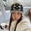 Spring and Autumn Jacquard Knitting Big Head Circumference Show Face Small Wool Hat Female