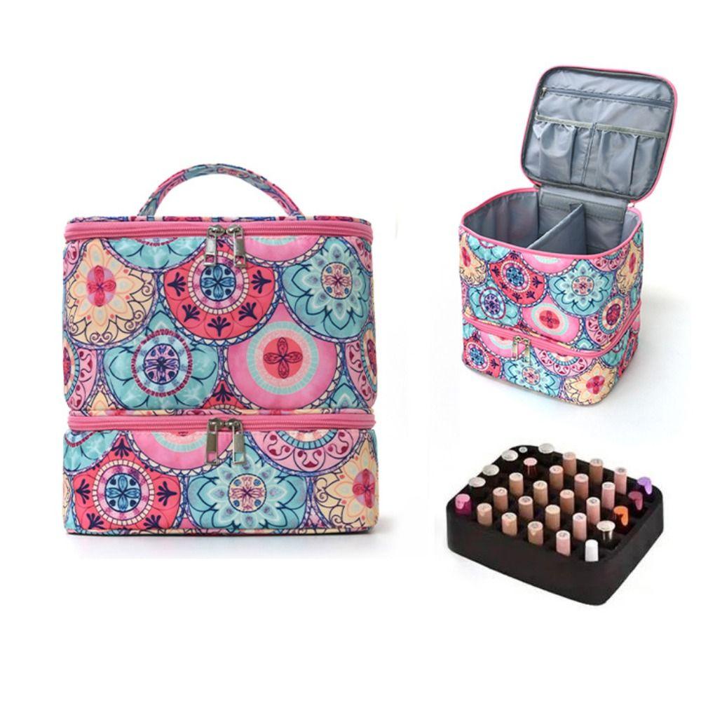 Double Layer Essential Oil Storage Bag 30 Grids Nail Care Kit Bag Makeup Bag for Nail Lovers