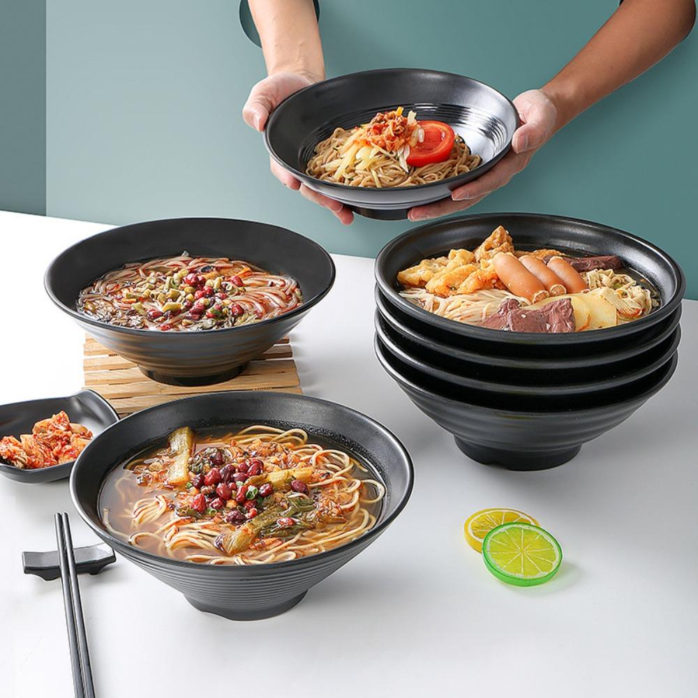 Pure Black Fruit Salad Bowl Melamine Noodle Bowl Tableware Ramen Bowl  Rice