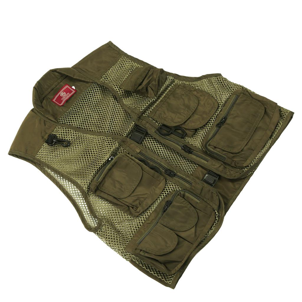 Fishing Vest MultiPocket MultiMesh Waistcoat Breathable Adjustable Fishing Life Jacket(L )