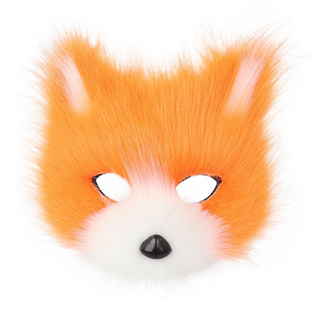 Faux Fur Fox Mask Furry Half Face Animal Cat Mask Halloween Cosplay Party Costume
