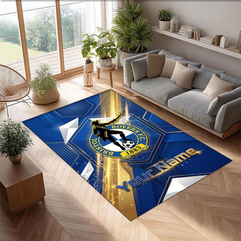 Bristol Rovers Printed Crystal Velvet Rug Non‑Slip Crystal Velvet Carpet For Sofa Bedroom Indoor Home Decoration