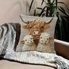 Highland Cow Pillow Cover Cute Cow Pattern Pillowcase with Hidden Zipper Home Decor Throw Pillow Case for Farmhouse Living Room Bedroom Sofa
