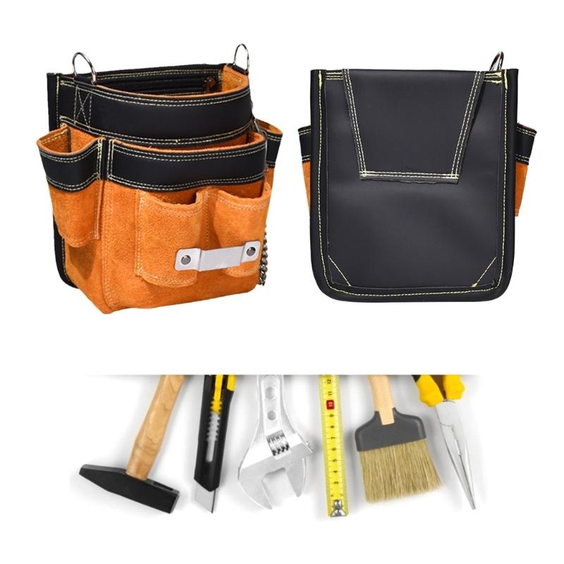 Leather Tool Pouch Tool Bag for Electricians, Woodworkers, and Gardeners Multiple Pockets Easy to Carry and Access