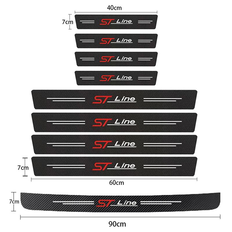 Carbon Fiber Car Sticker Protector Strip Auto Door Sill Waterproof Protect Film For Ford ST Fiesta Focus Edition Car KUGA Mondeo