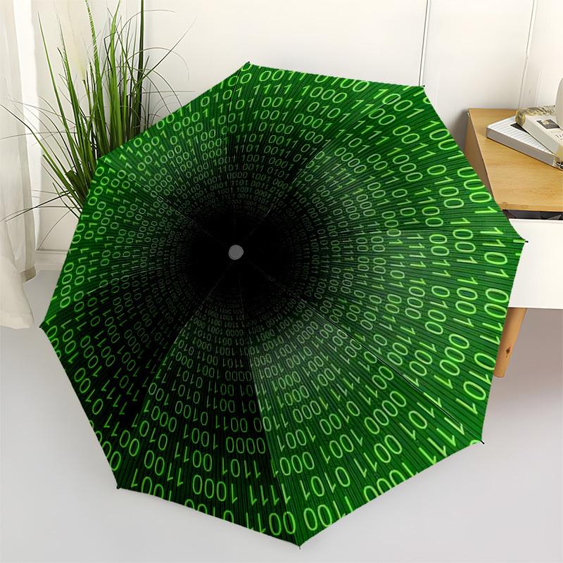 1pc Binary Code Tunnel Umbrella with Plastic Handle,Suitable for All Seasons Travel Outdoor Multi-functional UmbrellaDCS197