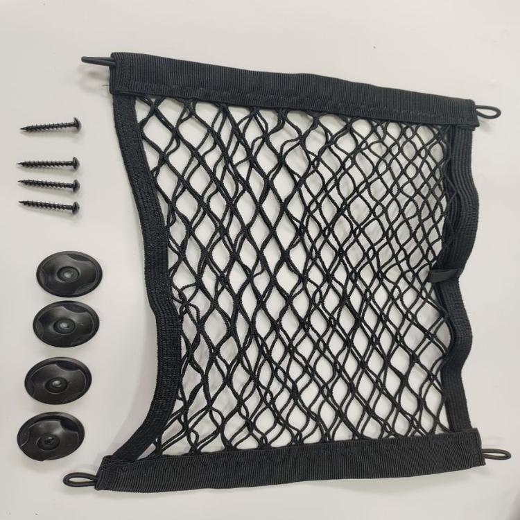 20x35cm Black PP Mesh Car Trunk & SUV Seat Back Storage Net Bag with Adhesive Backing Hanging Cargo Bag