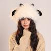 Cute Funny Little Lamb Plush Hat for Women In Autumn and Winter Warm and Cold Knitted Hat Showing Face with Little Sweet Fisherman Pullover Hat