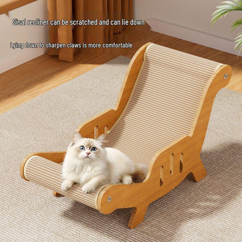 Non-Shedding Cat Bed with Integrated Scratching Post: Large, Wear-Resistant Cat Lounger and Claw Board Sofa.