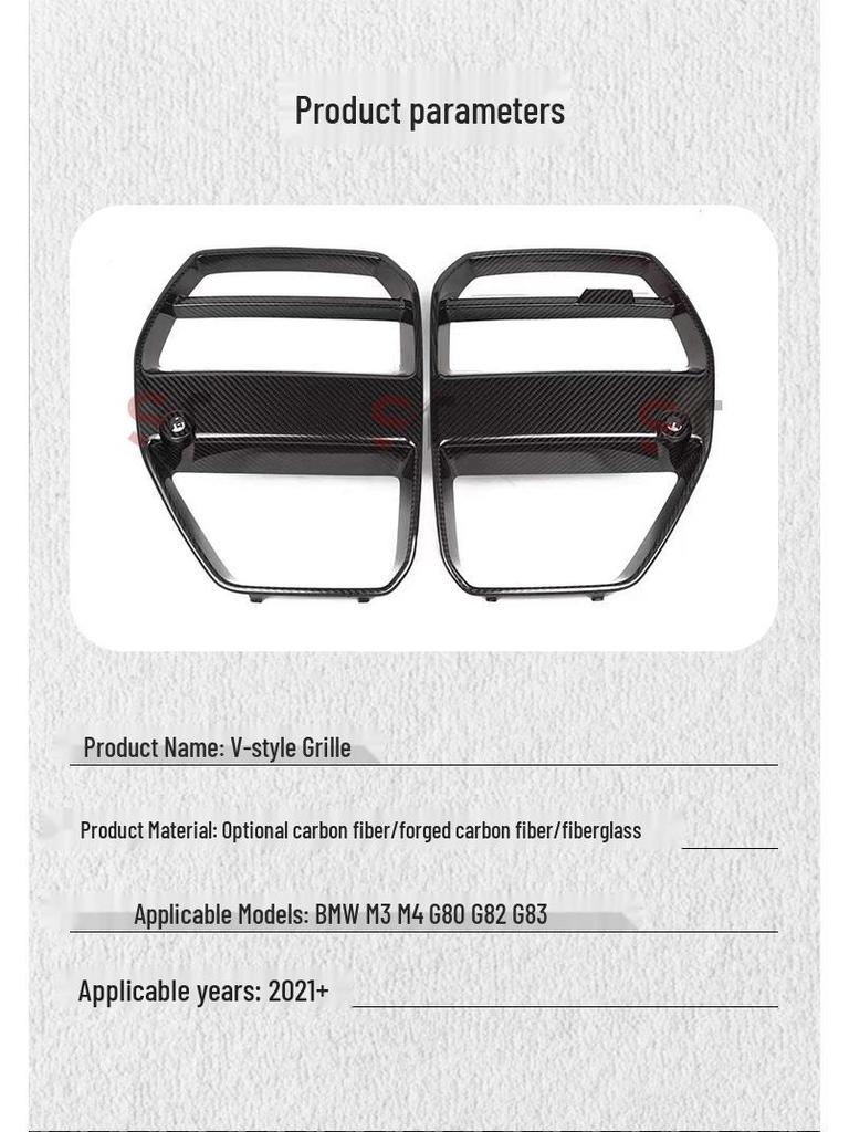 BMW M3/M4 G80/G82/G83 Dry Carbon V-Style Grille Fiber Mod.