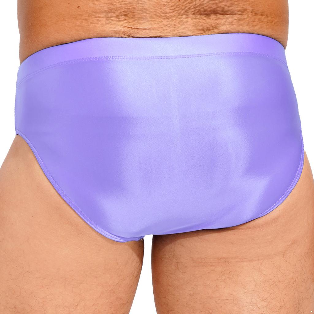 Glänzende High-Waist-Slips für Herren, einfarbig, mit elastischem Bund, Unterwäsche