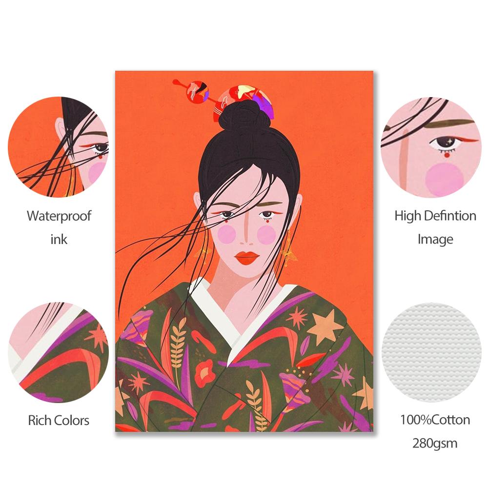 Plakaty i wydruki Nordic Girl Abstrakcyjna sztuka ścienna Malowanie na płótnie Kolorowy obraz z kreskówek do dekoracji ścian salonu