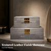 2 Pieces Leather Jewelry Box Decorative with Hinged Lid Textured
