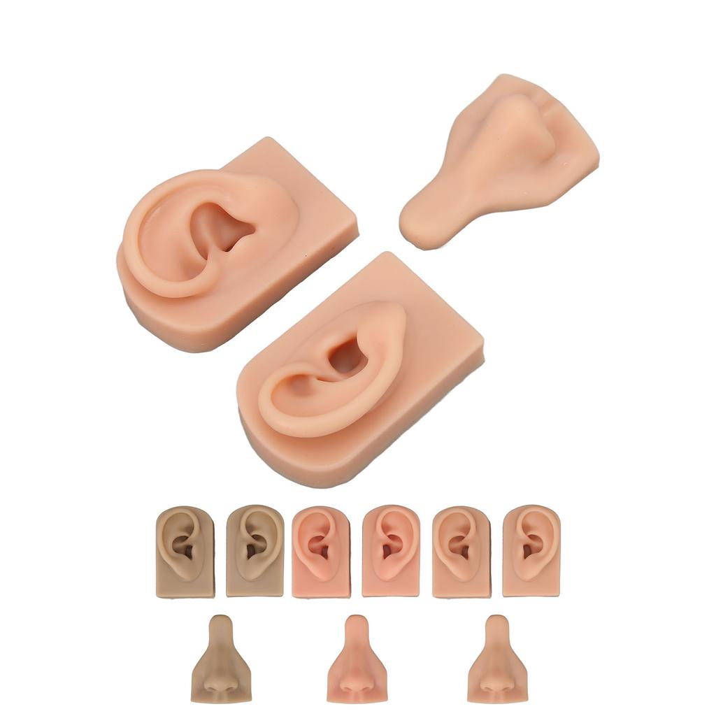 Silicone Piercing Practice Model Simulation Soft Flexible Nose Ears Model for Display Teaching