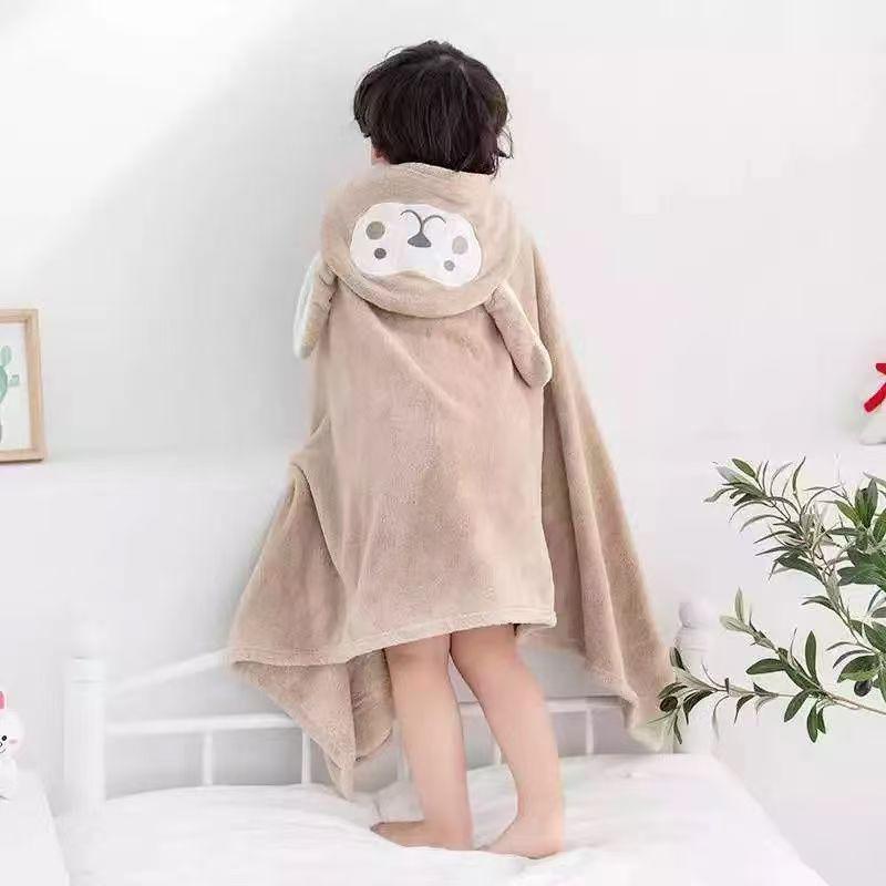 Kids' Hooded Quick-Dry Bath Poncho - Thick Coral Fleece, Absorbent for Boys & Girls