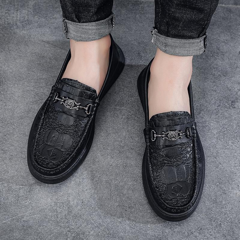 Casual men's one-pedal soft-soled handmade casual leather shoes inner height increase versatile British leather shoes men's work men's shoes