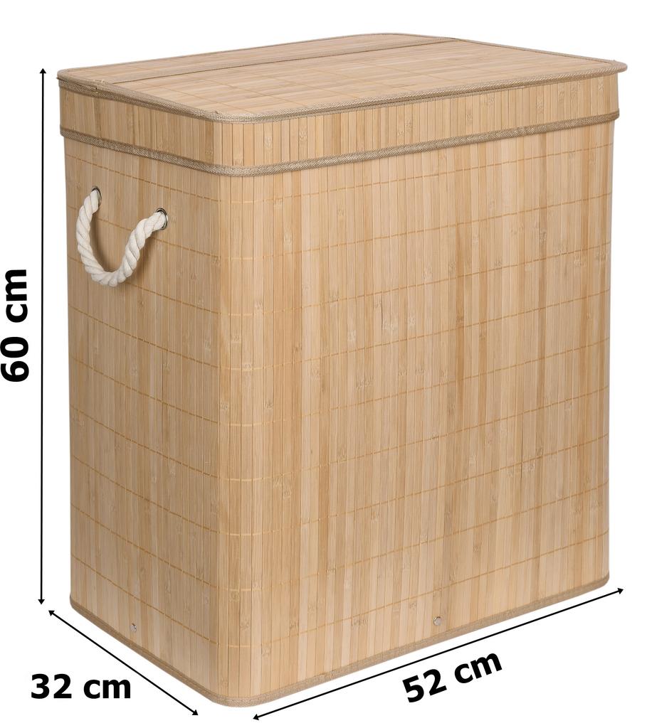Soren Bamboo Laundry Basket, 2 Compartments, Natural