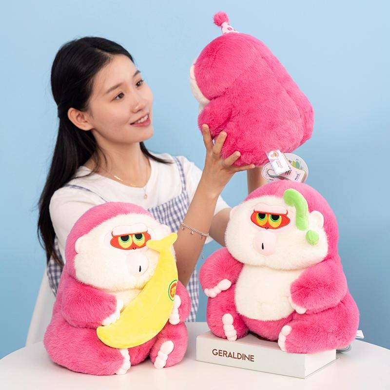 10 Styles Cartoon Fluffy Gorilla Plush Toy Pink Monkey Soft Stuffed Animal Doll Backpack Car Bag Room Decor Kid Creative Gifts