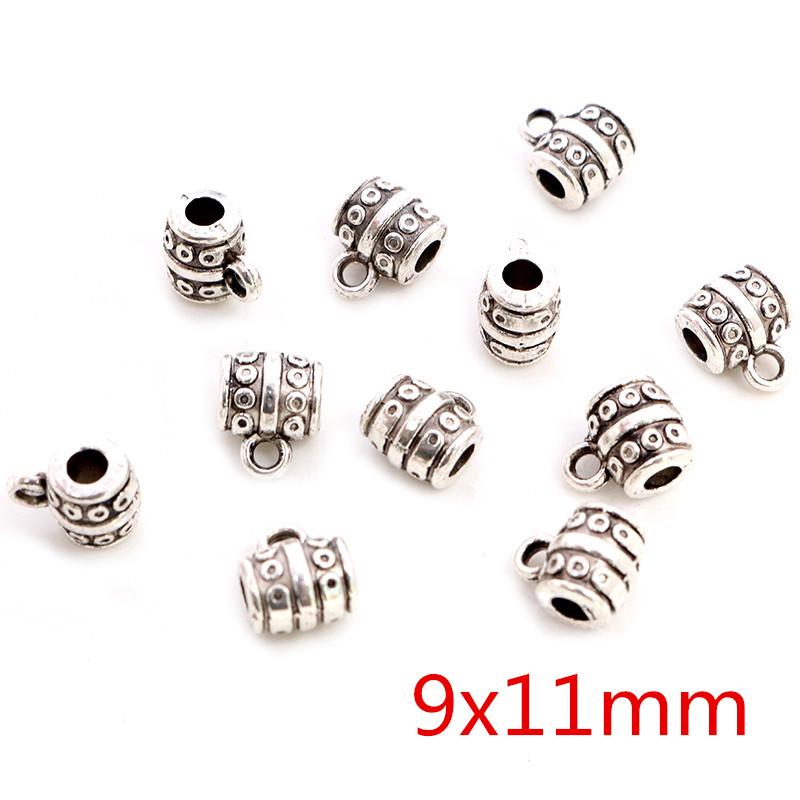 20pcs/lot DIY Handmade Beads Bails Pendants Jewelry Making DIY Necklace Antique Silver Color Bails Pendant Charm Beads Bails