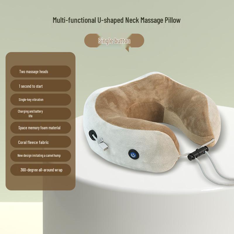 

Portable Electric Memory Foam U-Shaped Neck Massager Pillow Single-button розовый