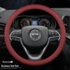Universal Genuine Leather Steering Wheel Cover for Jeep Cherokee, Wrangler, Compass, Renegade - All-Season Use