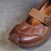 Johnature Genuine Leather Soft Sole Retro Slip-on Shoes Casual Soft Cowhide Women's Flat Shoes