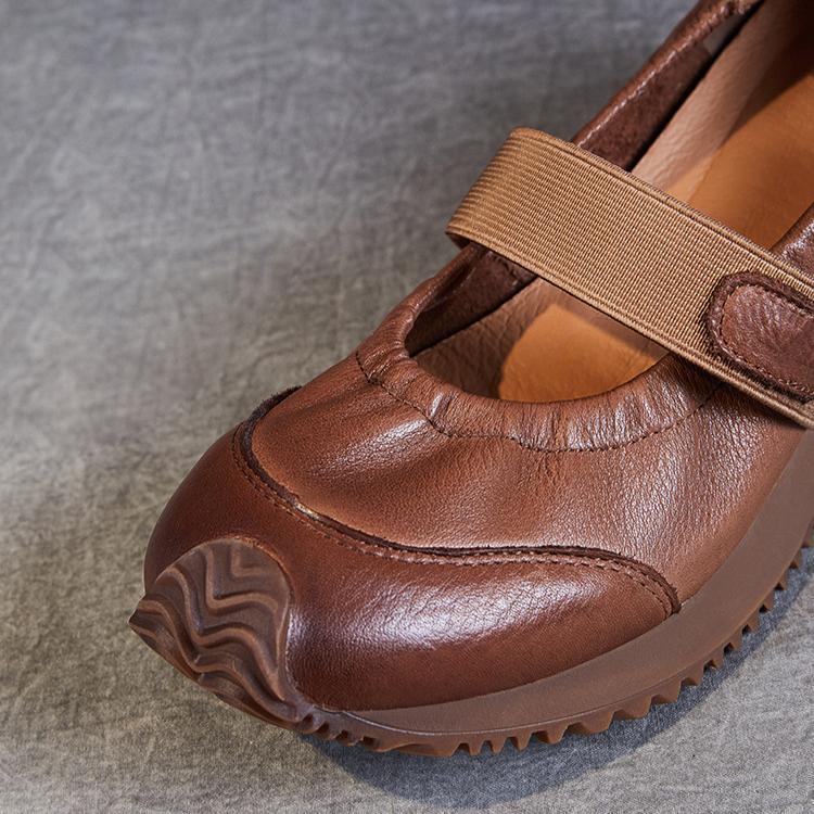 Johnature Genuine Leather Soft Sole Retro Slip-on Shoes Casual Soft Cowhide Women's Flat Shoes