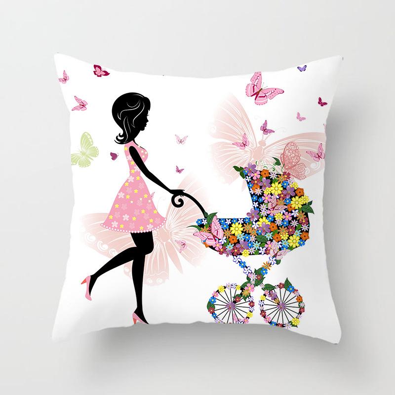 Cartoon Gorgeous Sweet Girl Photo Sofa Throw Pillow Cover Wedding Party Birthday Holiday Decoration Home Decor Cushion Cover