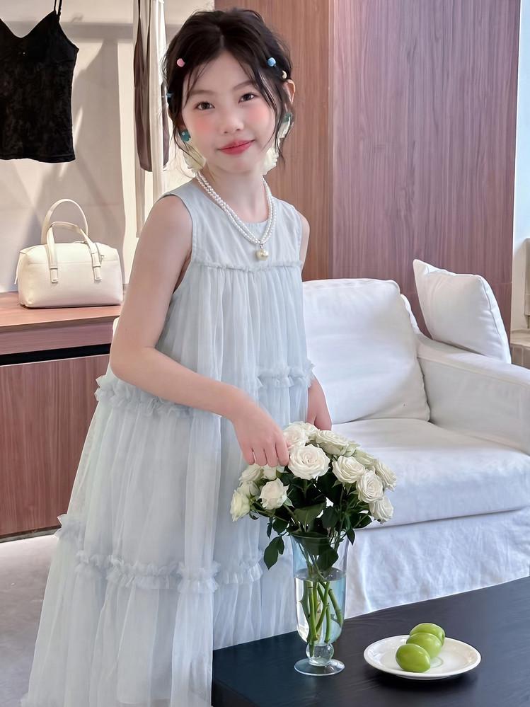 Korean-Style Sweet Girls' Summer Cake Tank Dress 2026 - Super Pretty Princess Attire