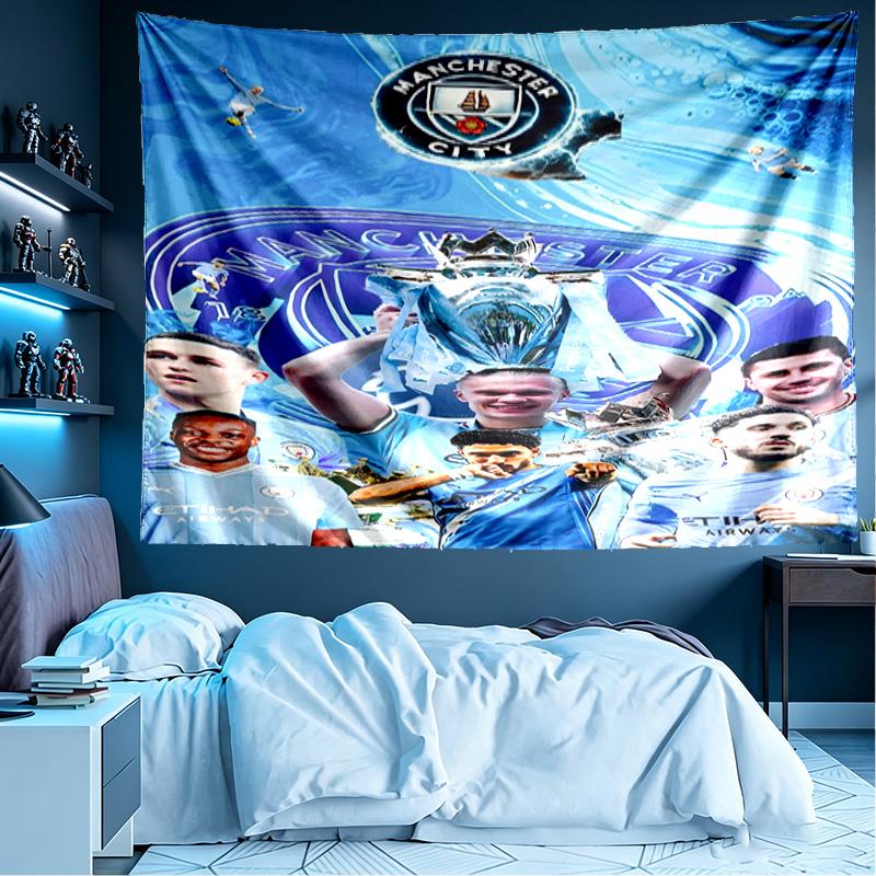 Football team City FC Print Tapestry, Lightweight Wall Hanging, for Bedroom, Dorm, Living Room, Home Art Decor - Birthday Christmas Gift for Friends