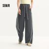 Semir Women's Summer Loose Fit Drawstring Textured Long Casual Pants