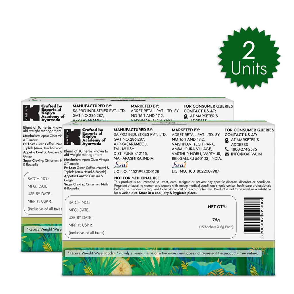 Kapiva Get Slim Mix 15 Sachets X Pack of 2 | 10 Ingredient Weight Care Blend | Long-Term Appetite & Digestion Support