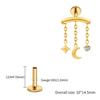 Right Grand ASTM F136 Titanium Hidden Helix Chain Earring 16G Dainty Star Moon CZ Dangle Cartilage Stud Piercing Jewelry