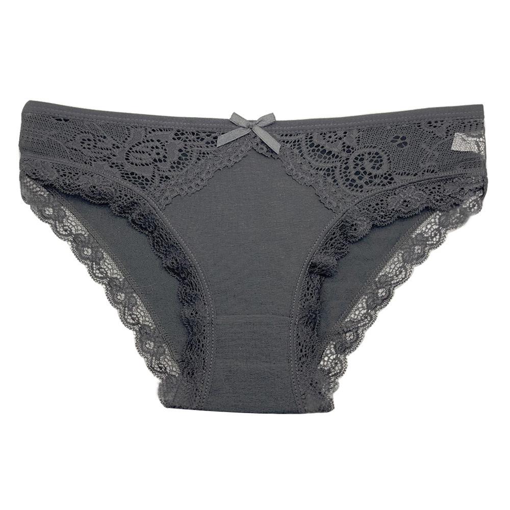 Women s Cotton Low Waist Lace Trim Briefs Extra Large чёрный