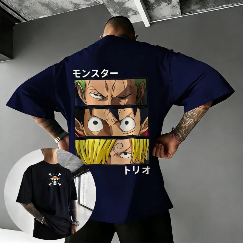 2026 ONE PIECE Summer Unisex Cotton Tshirt New Anime Creative Color Printing Street Hiphop Loose Casual Y2K Parentchild Top