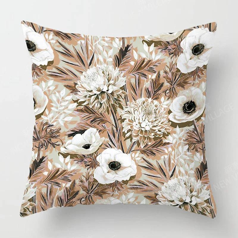 Nordic Fall Home Decor Autumn Throw Pillow Case Sofa Cushion Cover Modern  Plant Green Leaf