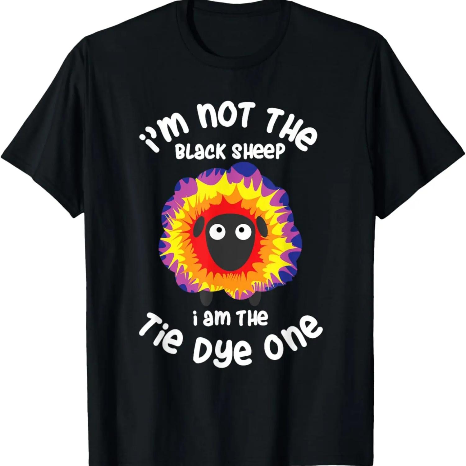 Tye Dye Sheep of my Family not Black Sheep T shirt T-Shirt S чёрный