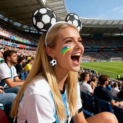 Ensemble boucles d'oreilles serre-tête Yousheng avec autocollant design élastique serre-tête boucles d'oreilles crochetées set thème football accessoire d'encouragement accessoires jour de match