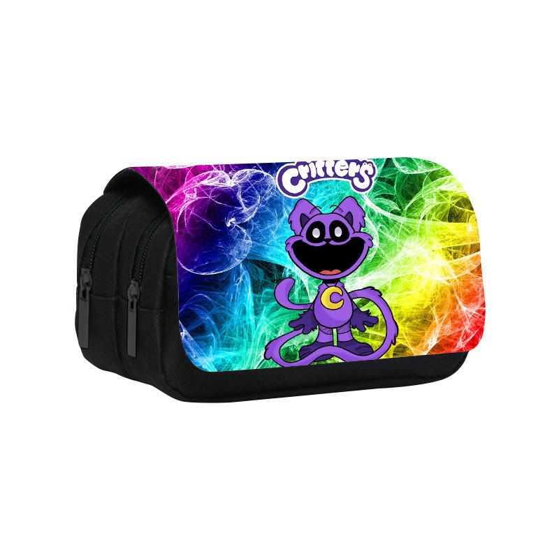 Kids Critters Smiling Pen Bag With Double Layer Design For School And Travel