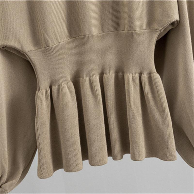 Spring and Autumn Women's Lantern Long Sleeve Hip Wrapped Half Skirt Two Piece Suit Style Temperament Set