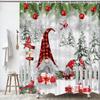 Christmas Gnome Shower Curtain with Cardinals & Snowy Xmas Balls Design, Funny Winter Bathroom Decor  for Festive Holiday Style