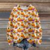 Ladies' Fashionable Casual Long Sleeved Halloween Printed Round Neck Knitted Yarn
