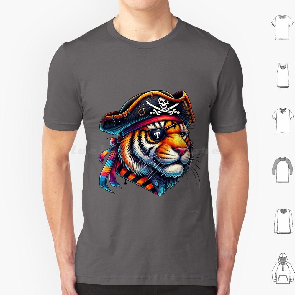 The Legendary Pirate TigerKing Of The Wild Oceans T Shirt Cotton Men Women DIY Print Pirate Tiger Animal Art Colorful